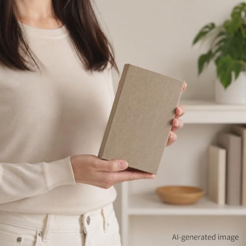 DECOR4SEASON Modern Linen and Wood Decorative Faux Book Boxes Set of 3, 8" - Image 5