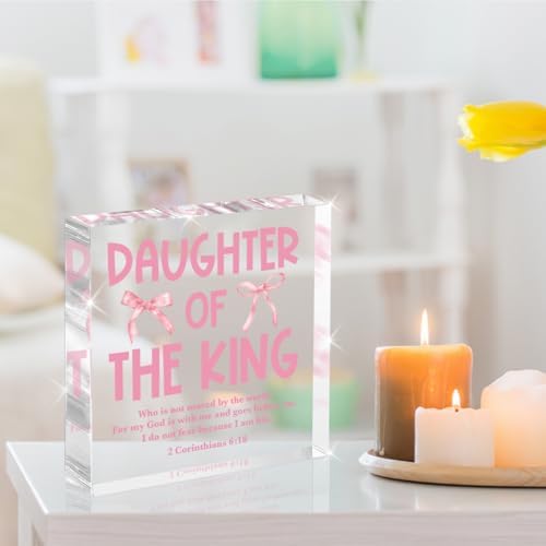 Pink Bow Room Decor, Inspirational Bible Verse Quotes, Christian Gifts for Women, Coquette Aesthetic Bow Dorm Decoration, Youth Group Church, Acrylic Office Desk Accessories Decor-2 corinthians 6:18 - Image 3