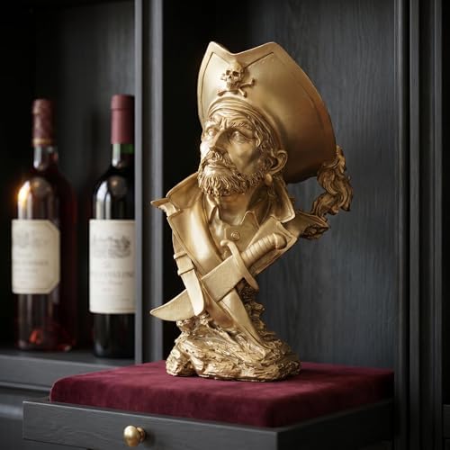 H&W Golden Pirate Figurines - Buccaneer Francis Drake Statue Decoration - Image 7