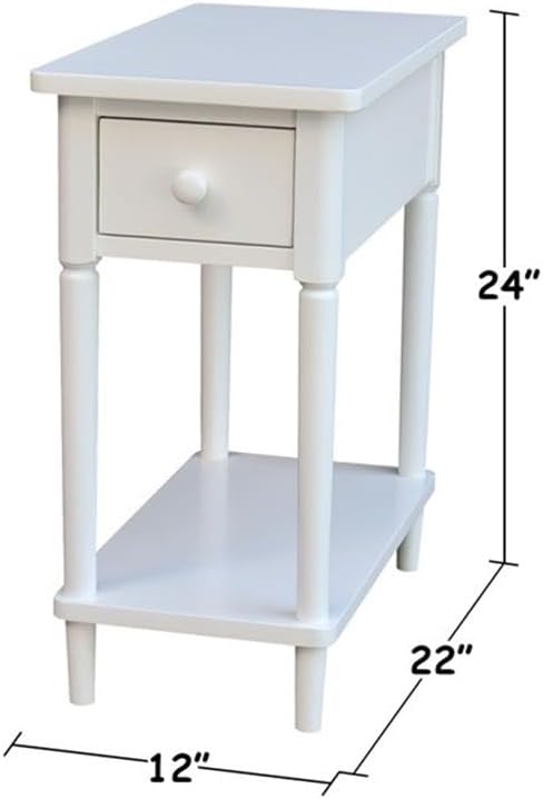 IC INTERNATIONAL CONCEPTS Solid Wood Narrow Side Table in White - Image 3