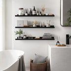 36inch Long Floating Shelves for Wall Decor, 3-Set Shelves with Lip, Black - Image 2