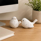 Handcrafted Farmhouse Bird Decor Figurines Set of 2 – Rustic White Carved Bird Statues for Home Decor, Cottage Chic Ornaments, Vintage Wood Sculptures, Spring Table Accents, Gift for Bird Lovers - Image 4