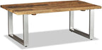 Multicolor Solid Reclaimed Wood Coffee Table, Industrial Wrought Iron Frame by Unknown