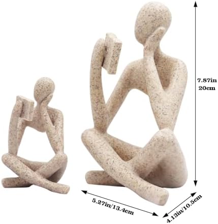 Gold Reading Women Statue, Thinker Sculptures, Abstract Art Ornament, Modern Aesthetic Figurine Decoration, Suitable for Home Living Room Bedroom Office Shelf Table Desk Bookshelf Decor (Right) - Image 3