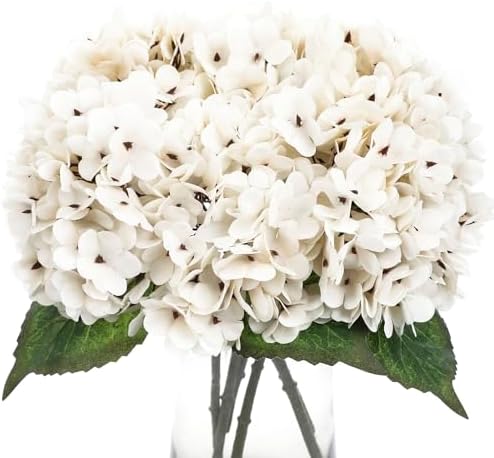 Kimura's Cabin 6pcs Artificial Hydrangea Flowers Fake Hydrangeas,White by WeddingPartyArrangementBouquetsDecorationArtificialFlowers