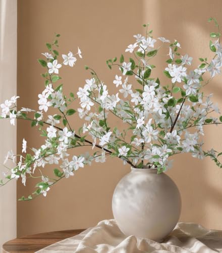 Fake Flowers, 3 Pcs Artificial Flowers Greenery Stems Faux Greenery Stems Branches for Vases Realistic Silk Real Touch Spring Greenery Stems Bulk Bedroom Office Wedding Table Summer Home Decor by HyeFloraartificialflowers