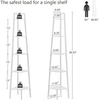 Hoctieon Corner Shelf, 5-Tier Corner Bookshelf, Rustic Ladder Shelf, Industrial Display Stand for Living Room, Kitchen, Home Office, Balcony, Small Space, Metal Frame, White - Image 2