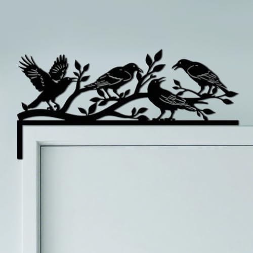 CUTHOLLOW Crow and Branch Door Topper Sign Metal Wall Art Decor by CUTHOLLOW