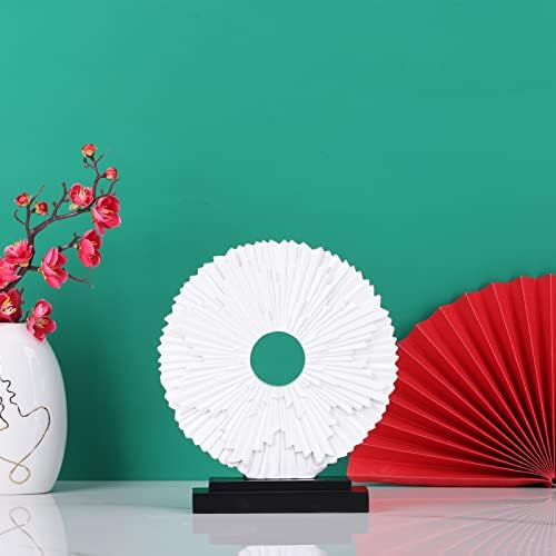 White Home Decor Sculpture, Unique Round line Statue, Modern Home Decor, Decorative Panel Statue for Living Room tv Cabinet, Office, Coffee Table, Dining Table Center White Decor - Image 3