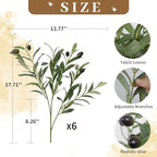 Leftover 6PCS 18Inch Faux Olive Branches for Vase Realistic,Artificial Olive Tree Branches,Fake Plants,Greenery Stems,Eucalyptus Stems,Green Leaves for Centerpieces Decoration,Home Decor,Table Decor - Image 2