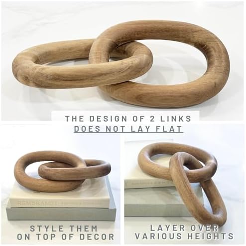 13" Natural Wood Chain Link Decor, Decorative Knot Coffee Table Accent - Image 5