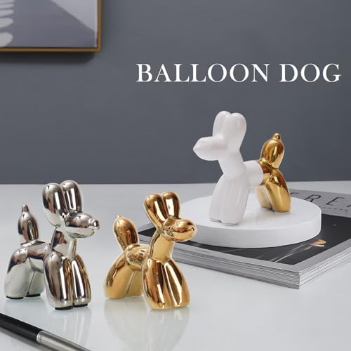 Notakia Gold Balloon Dog Figurine Ceramic Statue Modern Home Decor Accent - Image 6