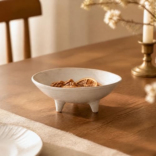 6" Small Decorative Bowl, Multi-Purpose Decorative Bowls for Keys, Candy and Home Decor, Ceramic Bowl （Retro White） - Image 4
