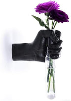 Black Resin Wall Mounted Hand Vase with Glass Tube, Gothic Wall Sculpture by SunshineDecor