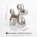 Notakia Large Silver Cute Ceramics Balloon Dog Statue Crafts Living Room Desktop Decorations,Handmade Modern Small Ceramic Animal Statue Ornament Home Decor Accents - Image 4