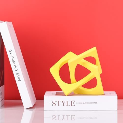 Jax Geometric Yellow Knot Statue Decor, Home Bookcase Centerpiece and Tabletop Sculpture, For Home Decor Accent Cube Ornaments - Image 5