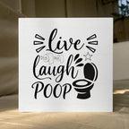 Funny Rustic Bathroom Decor Wooden Box Sign 5x5 Inch - "Live, Laugh, POOP" Humorous Restroom Shelf Wall Countertop Ornament, Farmhouse Style Decor for Guest Bathroom & Housewarming Gif - Image 5