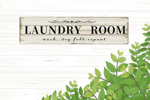 CSWLJS Laundry Room Decor Sign Metal Rustic Farmhouse Family Laundry Room Sign Wash Dry Fold Repeat Wall Decor Prints for Home 4x16 in - Image 6