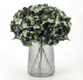 6Pcs 13" Blue Green Silk Hydrangea Artificial Flowers by Blooming+Paradise