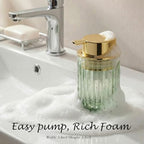 Amolliar Foaming Soap Dispenser, Green Glass Soap Dispenser, Gold 2 Pack - Image 3
