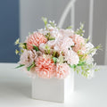 TKAS Fake Flowers Arrangement in Ceramic Vase, Artificial Faux Silk Hydrangea, Small Realistic Dried-Style Floral Centerpiece for Dining Table, Wedding Party Home Decoration (Champagne) by TKAS
