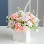 TKAS Fake Flowers Arrangement in Ceramic Vase, Artificial Faux Silk Hydrangea, Small Realistic Dried-Style Floral Centerpiece for Dining Table, Wedding Party Home Decoration (Champagne) by TKAS