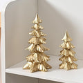 FESTGLOX Gold Christmas Tree Figurines,Small Resin Christmas Tabletop Trees by FESTGLOX
