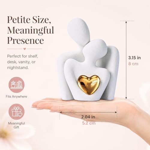 Mini Couple Statue Tv Stand Decor Items for Living Room Home Decor,Bedroom Decor for Couples Sculpture for Anniversary Wedding,Love Gifts for Couples 2026,Knick Knacks for Shelve (White, 3.15in) - Image 2