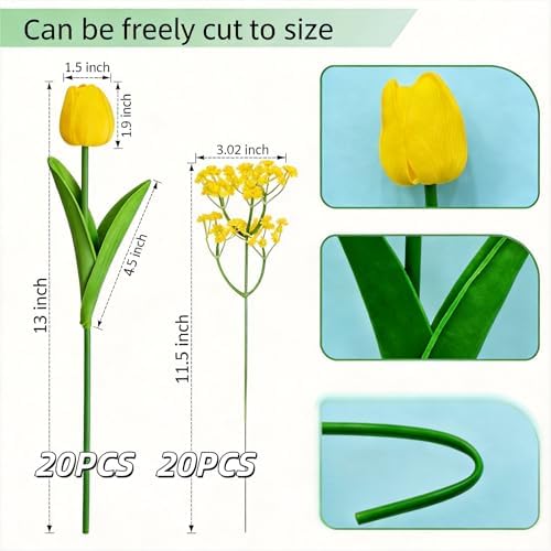 40PCS Tulip Artificial Flowers Babysbreath - Image 4