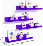 upsimples 4 Pcs 15" Acrylic Shelves for Wall Decor and Display, Purple - Image 3