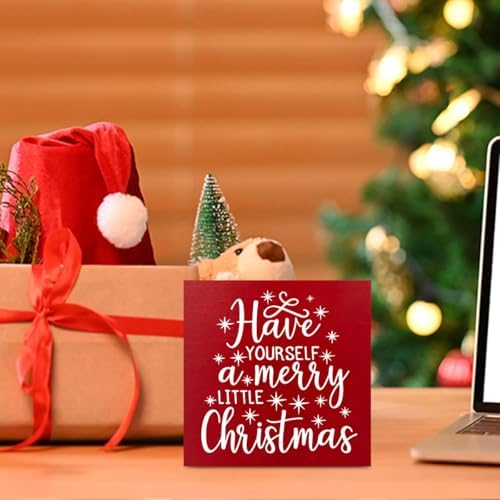 Have Yourself A Merry Little Christmas Decor, Merry Christmas Decor for Home, Cute Xmas Decorations for Table, Funny Xmas Decorations Sign 5 x 5 inches - Image 4