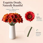 Mandy's 30 Stems Red and Orange PU Poppy Artificial Flowers - Image 4