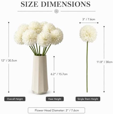Mandy's 12pcs Artificial Ivory Ball Chrysanthemum Flowers - Image 3