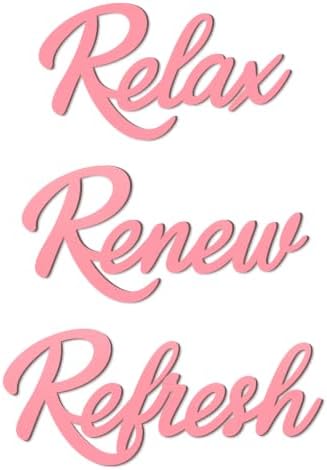 3 Pieces Bathroom Wall Decor Wooden Relax Renew Refresh Sign (Pink) by HeavenlyWeddingsbyAngelLLC