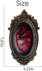 KISWIAR Gothic Anatomical Heart Wall Sculpture, 3D Resin Red Sacred Heart Wall Decor with Antique Gold Oval Frame, Victorian Dark Academia Hanging Art for Hallway, Living Room, Bedroom (Red) - Image 2