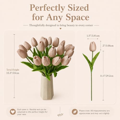 Mandy's 20pcs Artificial Light Brown Tulips - Image 3