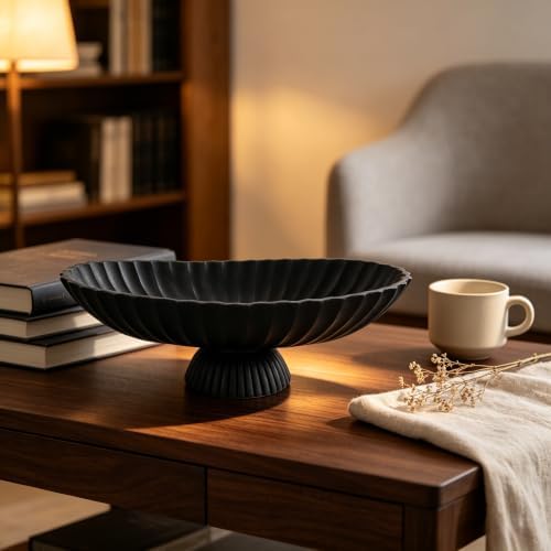 14.5"Large Decorative Bowl decor , Fruit Bowls, Key Bowl, Black Long Bowl - Image 4