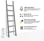 FUIN Blanket Ladder, 6ft Rustic Solid Wood Decorative Ladder, Light Grey - Image 7