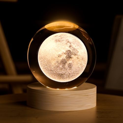 3D Moon Crystal Ball 2.4in Universe Gifts for Space Enthusiasts by COQIRAUSEN