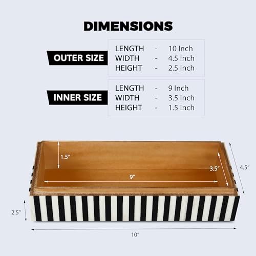 Handicrafts Home Black White Remote Control Box with Lid,10x4.5x2.5 In - Image 2