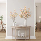 Sggvecsy Artificial Cherry Blossom Flowers 4 Pcs Faux Cherry Blossom Stems Faux Silk Cherry Blossom Branches 41’’ Fake Flowers Long Stems for Vase Arrangements Home Wedding Table Decor (Champagne) - Image 4