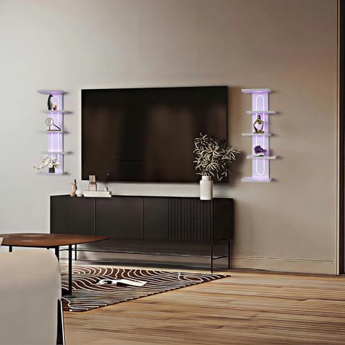 Homaterial 5 Tiers Floating Shelves with Built-in Lights, White - Image 6