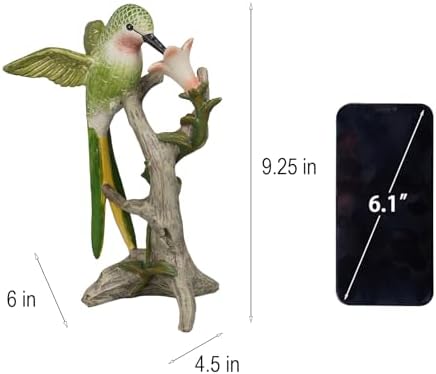 Braxio Bird Figurines Home Decor – Resin Tabletop Green Hummingbird Decor Sculpture for Shelf Bookcase Coffee Table Farmhouse Modern Decorative Accent for Living Room Office Gifts 6 x 4.5 x 9.25 Inch - Image 4