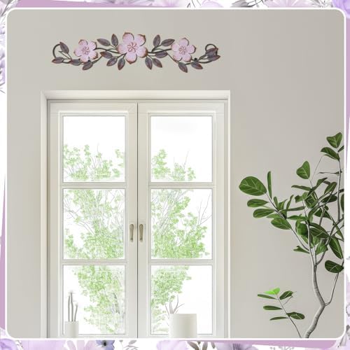 Wesiti Metal Flower Wall Art Decor Vintage Wrought Scroll, Purple - Image 4