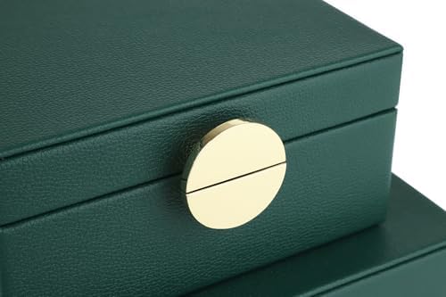HofferRuffer Faux Leather Jewelry Boxes, Decorative Boxes Storage Accessory Organizer with Gold Hardware Decor, Classic Vegan Leather Set of 2 Pieces (Green) - Image 6