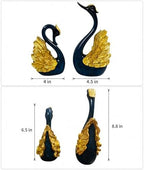 2pcs Swan Statues Couple's Home Decorations for Living Room Decor and Accessories, Sculptures Home Decor for Coffee Table, Book Shelf Decor Accents (Gold) - Image 2