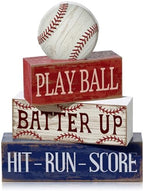Yuntau 4 Pcs Baseball Table Decoration Wooden Sport Stacked Blocks Sign by Yuntau