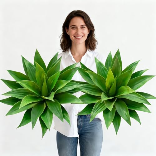 Artificial Agave Plants, Green, 28'', 2pcs by ENALGRE