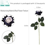 Kimura's Cabin 12pcs Real Touch Roses Artificial Flower Lifelike Rose,Black - Image 2