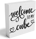 Funny Office Cubicle Desk Decor Wooden Sign, Funny Cubical Accessories Office Decoration for Work Women Men, Gifts for Coworker Colleague Boss, Welcome To My Cube（5x5 inches） by Woght